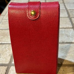 VINTAGE 90s Y2K WOLF DESIGNS Red Leather Jewelry Box Travel Case Storage Case